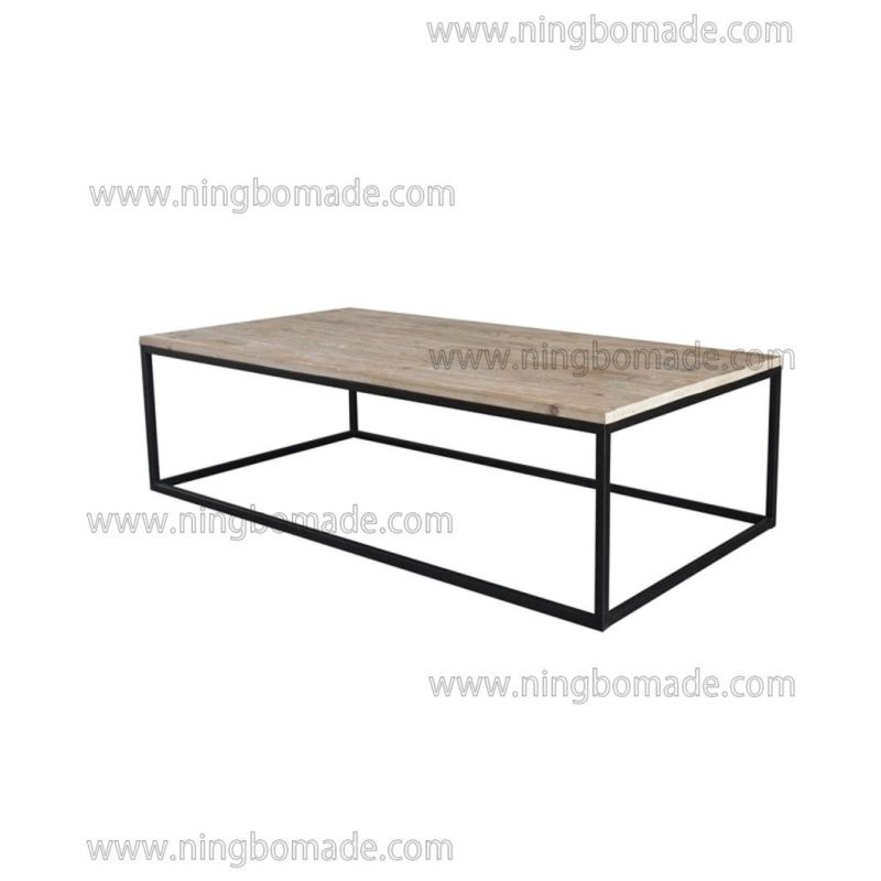 French Classic Provincial Vintage Furniture White Recycled Fir Wood and Black Iron Coffee Table