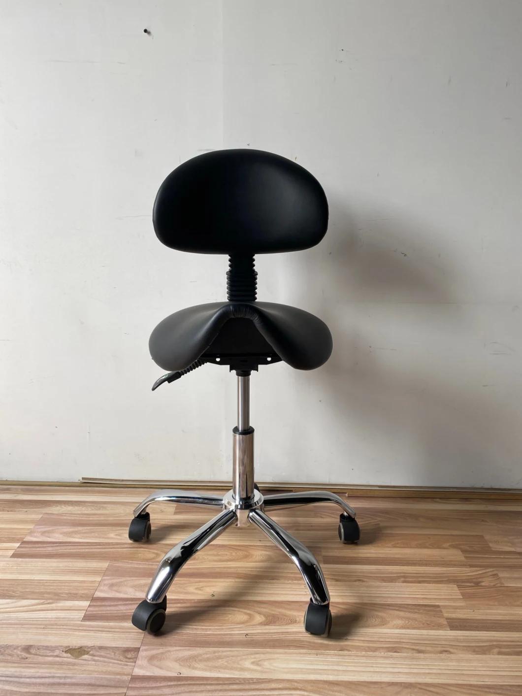 Ergonomic Saddle Seat Medical Dental Chair Stool with Backrest