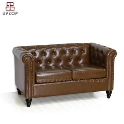 (SP-KS316) Modern Loveseat Tufted Leather Chesterfield Sofa