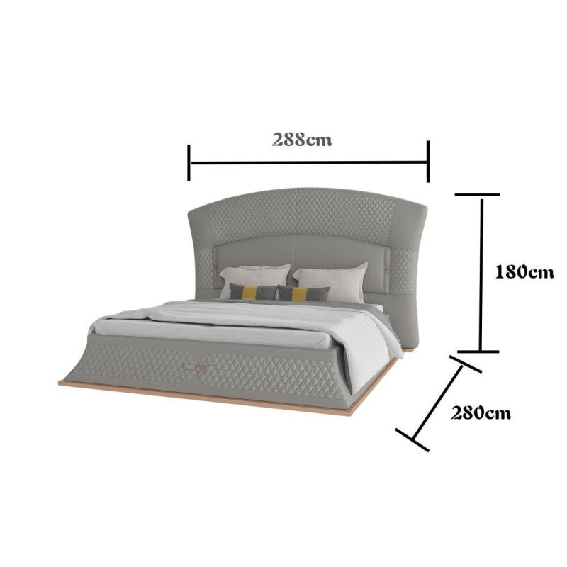 Modern Style High Quality Hotel Furniture Trapezoid Shape Bedroom Leather Bed