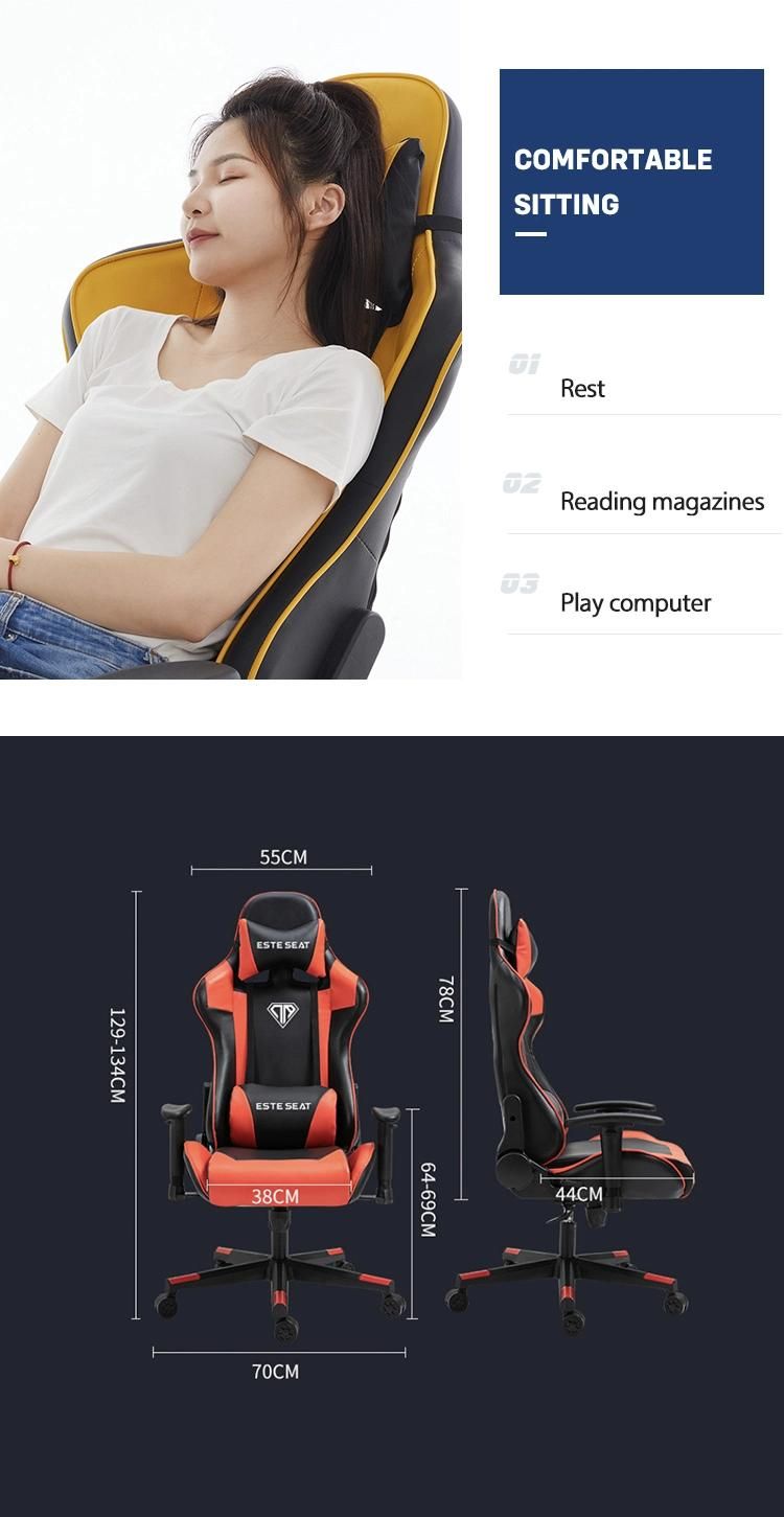 2021 Popular Genuine Leather New Design Custom High Back Gaming Chair with Nylon Base