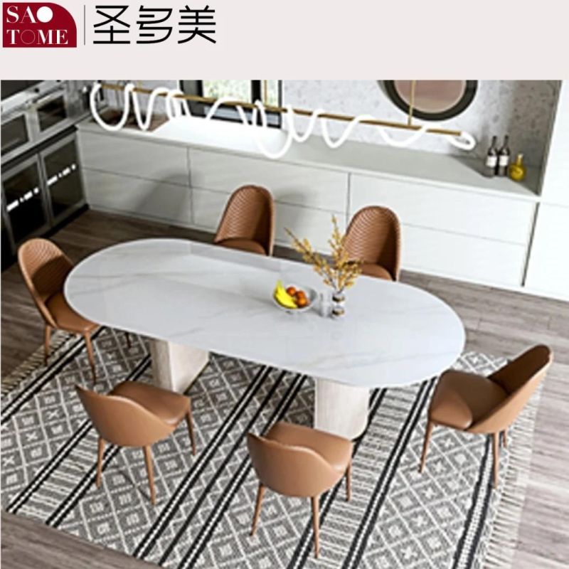 Modern Rock Furniture PU Leather Facing Dining Table