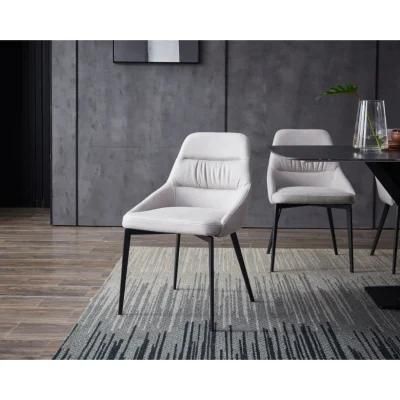 Home Furniture Metal Dining Room Set Modern Fabric Dining Chair with Carbon Steel Legs