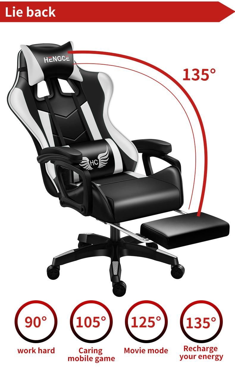 New High Back Leather 7 Points Massage Racing Game Gaming Chair with Footrest