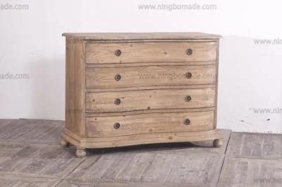 Nordic MID Century Furniture Wave Nature Reclaimed Fir Wood 4 Drawers French Chest