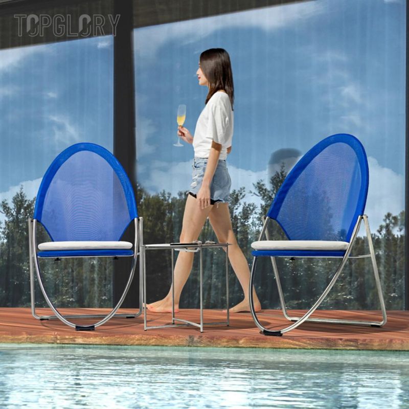 New Leisure Outdoor 304 Stainless Steel Tube Textilene Cloth Foldable Chair