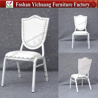 White Square Back Aluminum Dining Leather Restaurant Chair for Wedding Hall Use Yc-B121