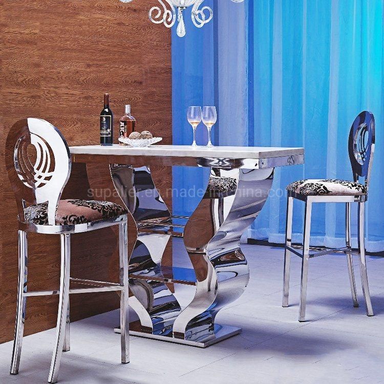 Silver Stainless Steel Leather Bar Stools for Restaurant Furniture