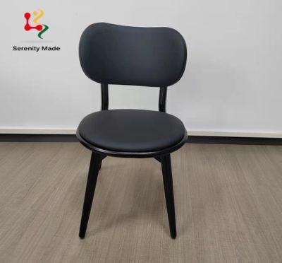 Customized Made Simple Style Wood Frame Upholstered Leather Hotel Restaurtant Cafe Dining Chair