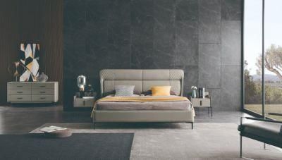 Gainsivlle Italy Modern King Size Home Leather Bed in Bedroom Furniture