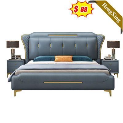 Warehouse Sells Modern Upholstery Leather Bedroom Furniture Set King Size Beds