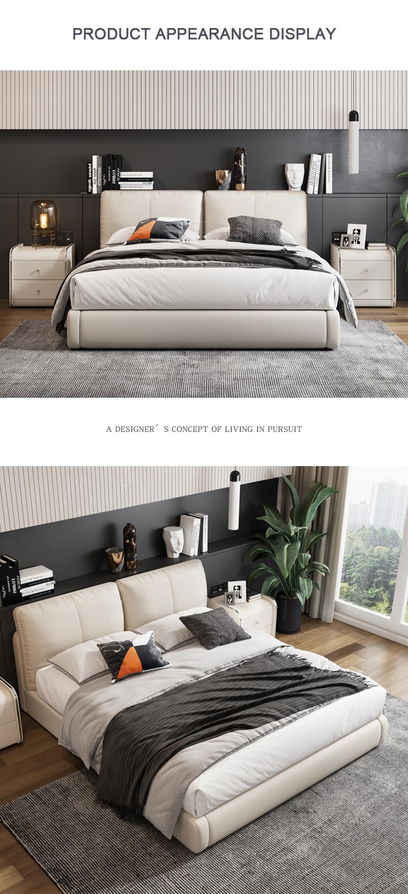 Modern Furniture Leather Upholstered Lift up Storage Drawer Bed
