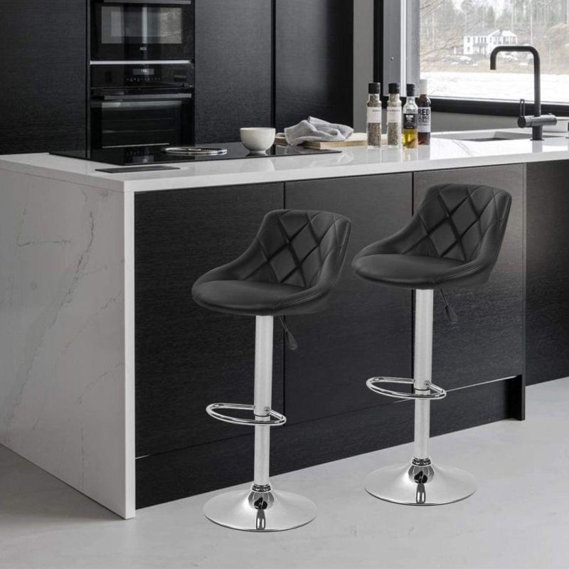 Bar Stools Set of 2 Barstools Swivel Stool Height Adjustable Bar Chairs with Back PU Leather Swivel Bar Stool Kitchen Counter Stools Dining Chairs