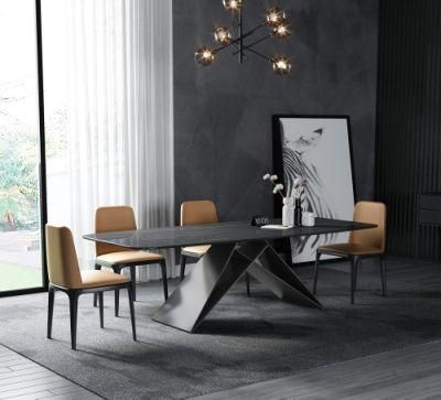 Home Furniture Marble Table Dining Set with Carbon Tool Steel Leg Frame
