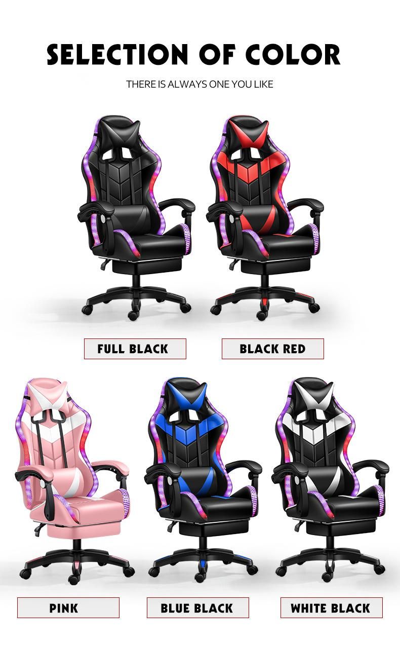CE Approval RGB Racing Computer PC Modern Ergonomic Swivel Footrest Leather Game High Quality OEM Reclining Gaming with Speaker Chair