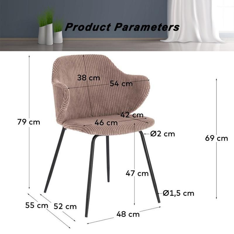 Modern Design Home Living Room Furniture Fabric Velvet Dining Room Chair with Metal Legs for Cafe