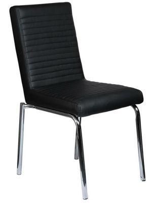 Leather Dining Chair with Chromed Frame