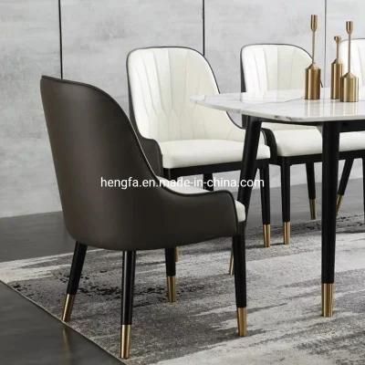 Modern Factory Wholesale Furniture Leather Cushion Metal Legs Dining Chairs