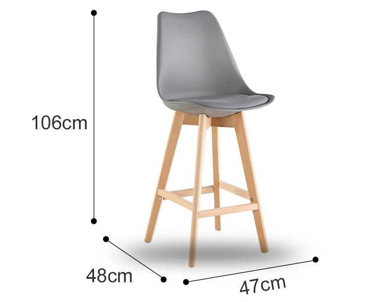 Dinner Wooden Wood Frame PP Plastic Seat Height Bar Stool Furniture for Smartbar Homebar Counter Cafe Restaurant High Bar Chair