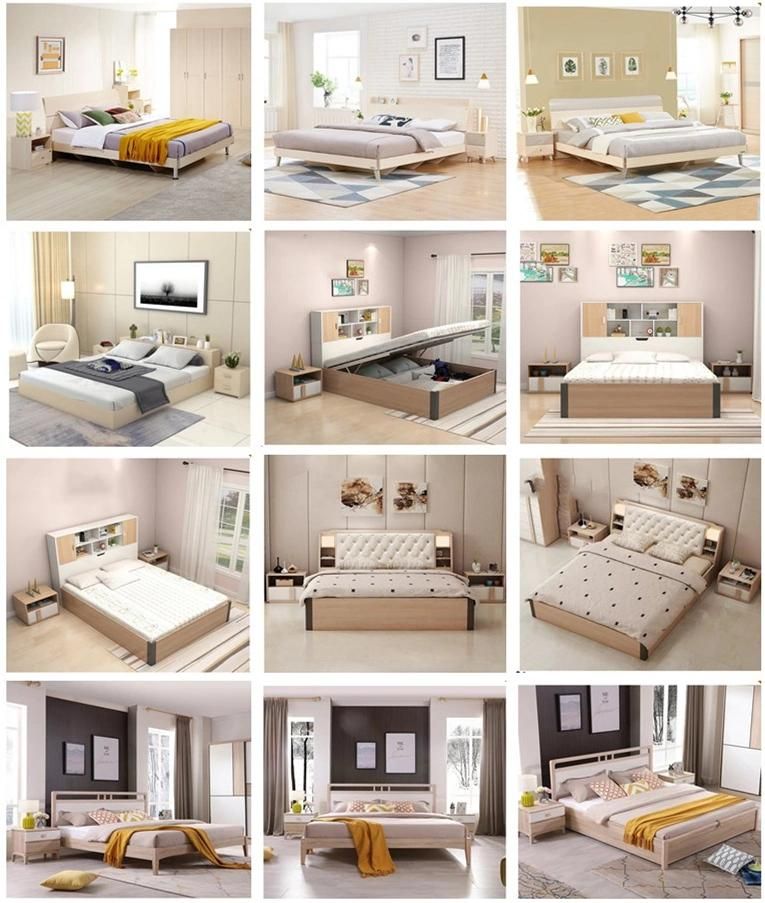 Foshan Factory Cheap Price Wooden Home Bedroom Furniture Set Wood Sofa Double King Bed