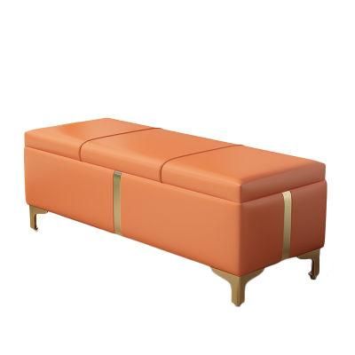 Minimalist Light Luxury Sofa Stool Strip Storage Stool PU Bed End Stool for Bedroom Furniture
