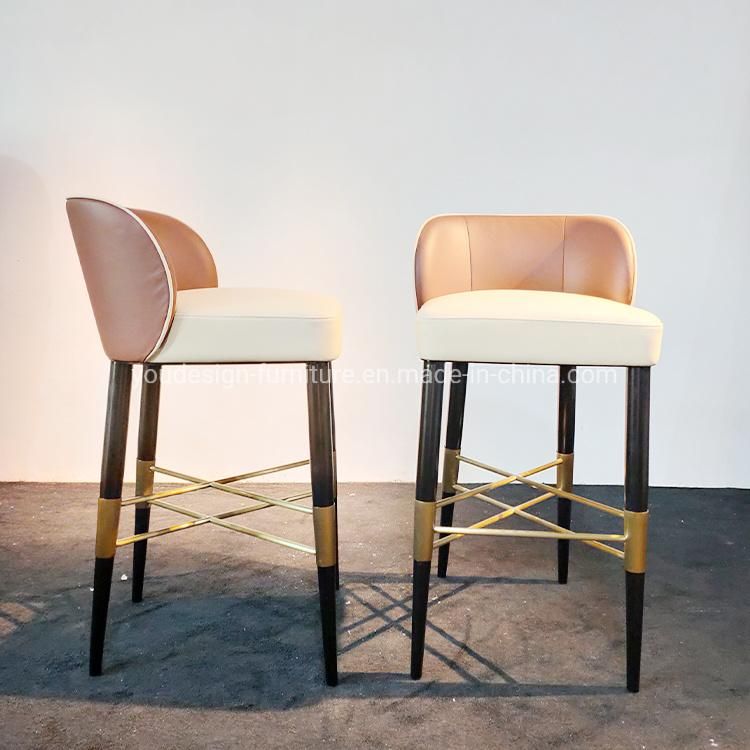 High Quality Modern High Legs Leather Frame Wood Bar Stool Chair Kitchen Bar Chair for Sale