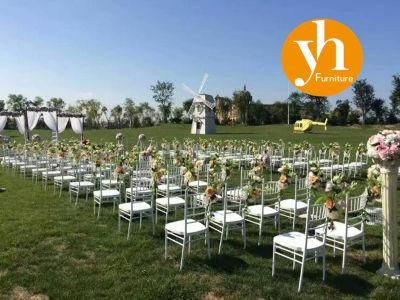 Modern Restaurant Iron Metal Hotel Clear Acrylic Resin Plastic Furniture Dining Wedding Banquet Party Metal Bamboo Chiavari Chair