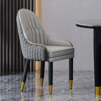Dining Chair Household Solid Wood Leather Back Chair Nordic Modern Hotel Dining Table and Chair Leather High-End Desk Chair