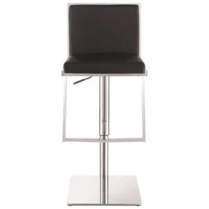 Metal Adjustable Black Leather 36 Inch Pub Bar Stool with Back