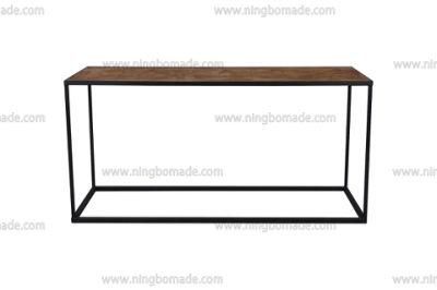 Nordic Country Farm House Design Furniture Nature Reclaimed Fir Wood and Black Iron Console Table