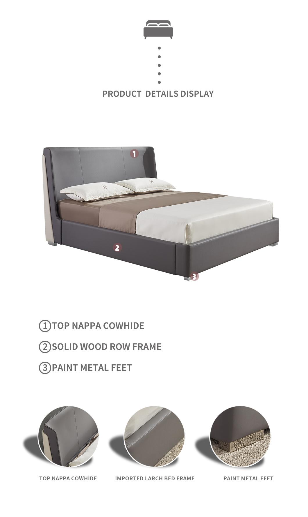 China Factory Smple Design Bedroom King Bed Leather Bed