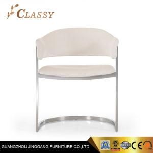 Silver Brushed Chair PU Leather Dining Room Chair