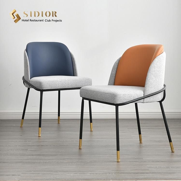 Commercial Modern Restaurant Furniture Black Metal Frame PU Leather Dining Chairs
