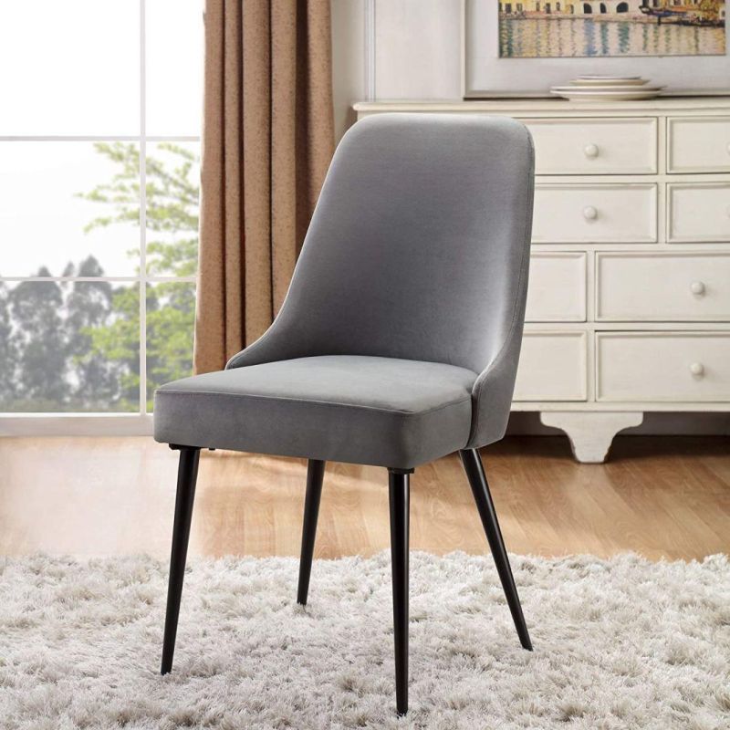 Cross Stainless Metal Legs Velvet Fabric Dining Chair