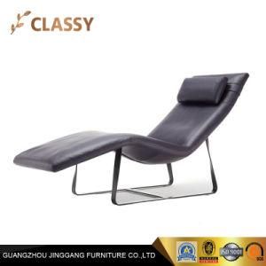 European Modern Style Stainless Steel Legs Leather Chaise Lounge Leichair