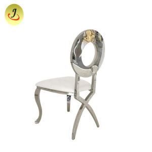 Stainless Steel Chair Stackable Gold Banquet Chairs with White Cushion