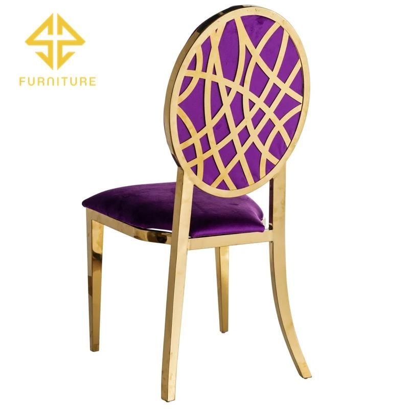 Sawa Modern Luxury Stainless Steel Purple Velvet Wedding Chair for Hotel Event Furniture