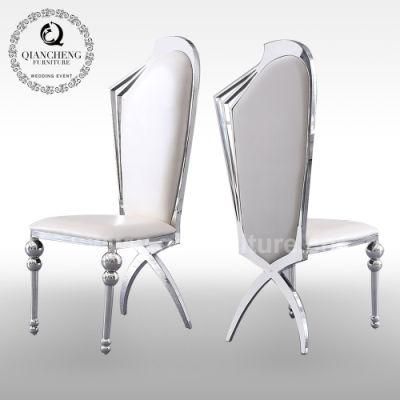 Deluxe Hotel High Back Stainless Steel Dining Chair with PU Seat