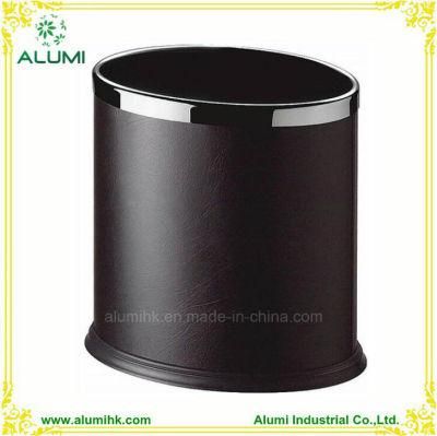 Hotel Guest Room Leather Waste Bin with Double Layer