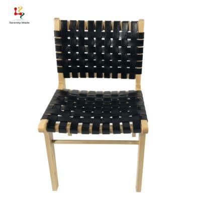 Fashion Style Teak Wood with PU or Leather Twig Braiding Restaurant Dining Chair