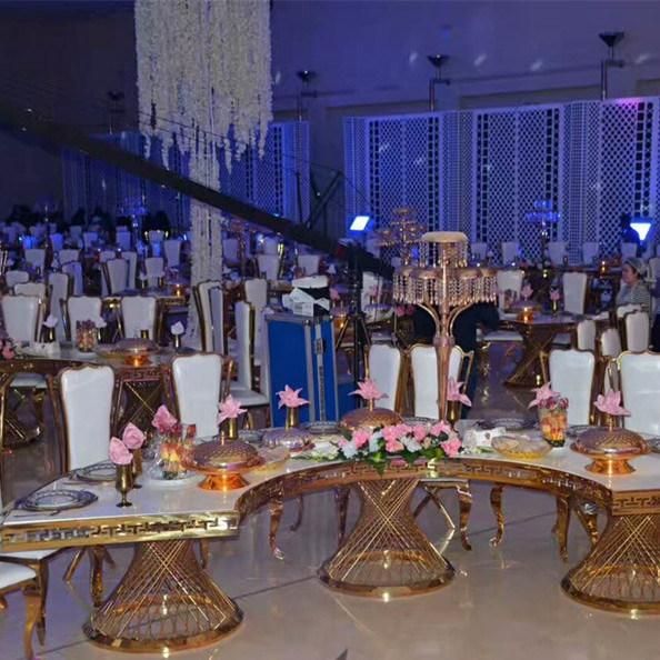 Banquet Hall Event Dinner Chair Furniture Marble Glass Top Wedding Table Decor Hotel Restaurant and Coffee Shop Round Dining Table