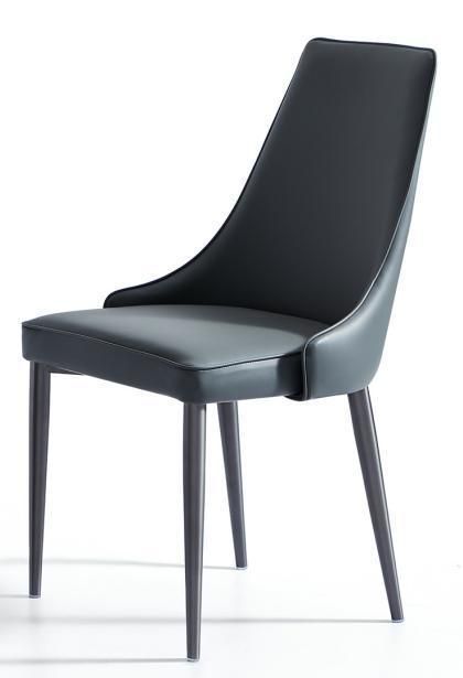 Modern Home Dining Room Grey Titanium Stainless Steel Iron Inner Frame PU Leather Dining Chairs