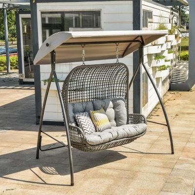 China Hot Sale Outdoor Garden Modern Rattan Furniture Two Seat Swing Chair