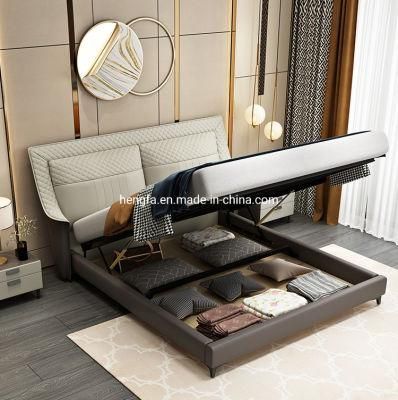 Bedroom Furniture Home Hotel Lift up Leather Storage Bed