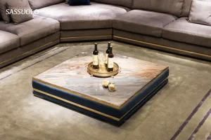 Modern Longhi Coffee Table Marble Center Table Leather Livingroom Sets