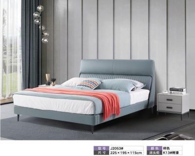 Factory Direct Modern Wooden Home Hotel Bedroom Furniture Bedroom Set Wall Sofa Double Bed Leather King Bed (UL-BEJ2053)