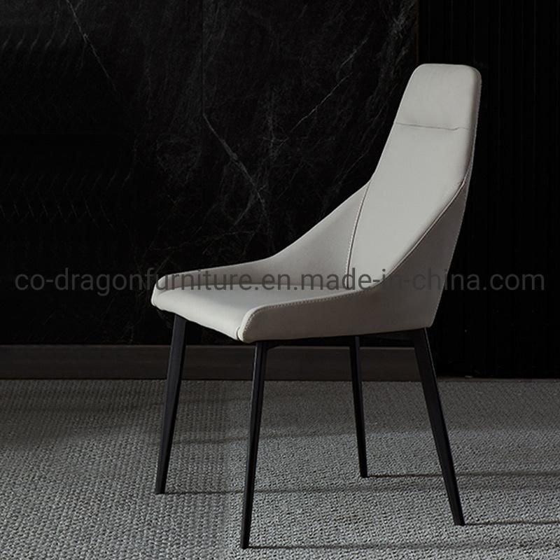 Home Furniture High Back Metal Legs Dining Chair with Leather