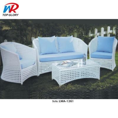 Rattan Chair Metal Wooden Fabric Cushion Garden Sofa Outdoor Wicker Furniture Rope Single Sofa
