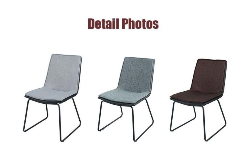 Modern Act Chair PU+Fabric Home Furniture Dining Chair with Metal Frame