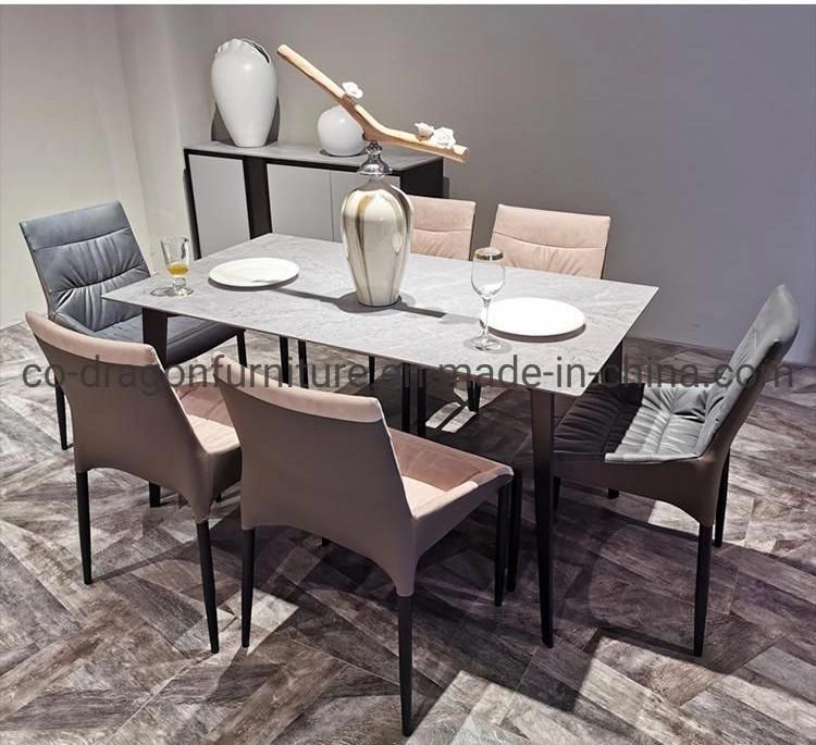 Modern Luxury Home Furniture Metal Legs Dining Chair with Leather